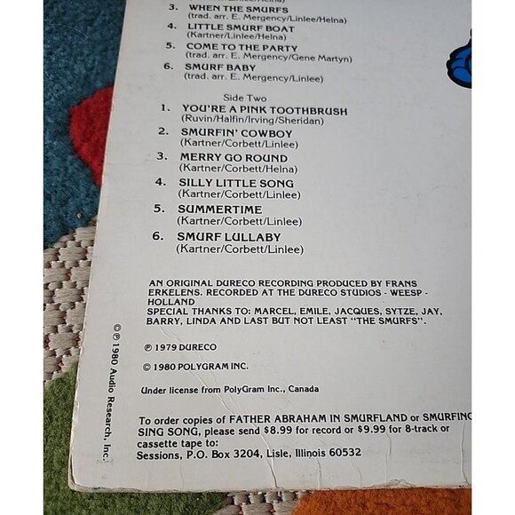 1980 The Smurfs Vintage Record Smurfing Sing Song Vinyl LP - Picture 5 of 8